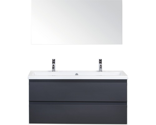 Ensemble de meubles de salle de bains Sanox Evora anthracite mat avec miroir 120x170 cm