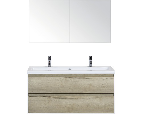 Ensemble de meubles de salle de bains Sanox Evora chêne nature avec armoire de salle de bains à miroir 120x170 cm