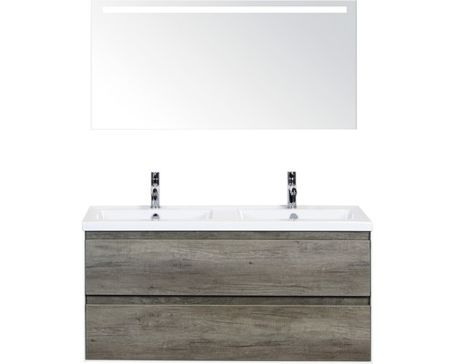 Ensemble de meubles de salle de bains Sanox Evora Nebraska oak avec miroir et éclairage LED 120x170 cm