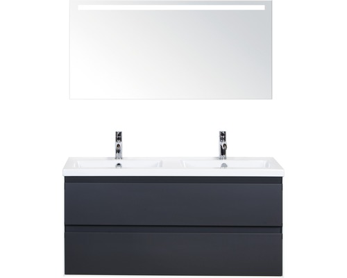 Badmöbel-Set Sanox Evora Anthrazit matt incl. Spiegel mit LED-Beleuchtung 120x170 cm