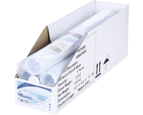 Sechs Rohre, je 37 Zentimeter lang, Durchmesser 38 Millimeter, verpackt im Karton