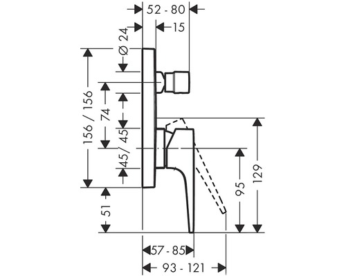 Dessin technique d''un robinet avec dimensions
