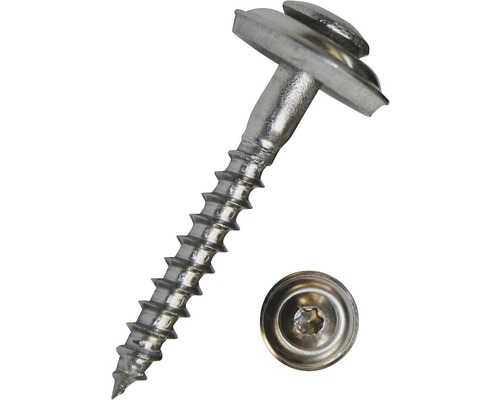 Vis avec rondelle d'étanchéité 4,5x35 mm acier A2 avec empreinte étoile I 20, 100 pces Vis avec rondelle d'étanchéité 4,5x35 mm acier A2 avec empreinte étoile I 20, 100 pces