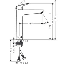 Plan coté d''un robinet de lavabo