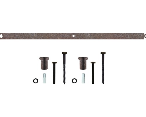 Rail intermédiaire ferrure pour porte coulissante Intersteel 90 cm antique Kit de montage pour systèmes de portes coulissantes avec vis, écrous et un rail métallique