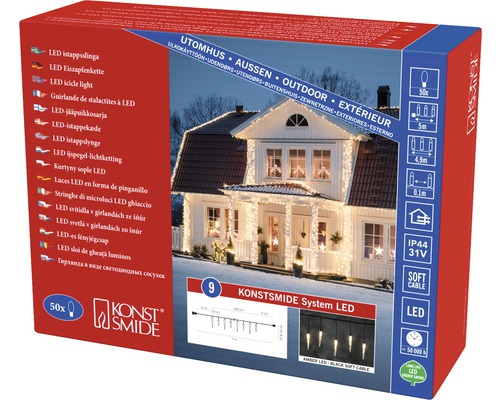 Konstsmide LED Eiszapfenkette für den Aussenbereich, 50 Stück