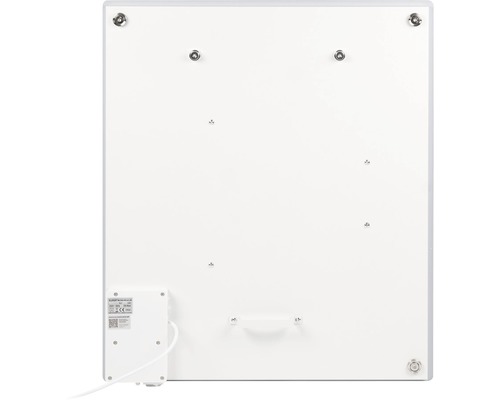 Arrière d''un radiateur avec points de montage et boîtier de raccordement