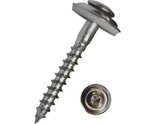 Vis avec rondelle d'étanchéité 4,5x65 mm acier A2 avec empreinte étoile I 20, 100 pces Vis en acier inoxydable avec rondelle d''étanchéité et entraînement Torx