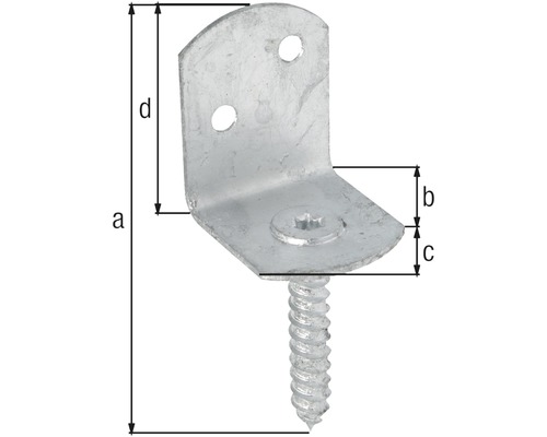 Winkelverbinder mit Schraube und Massangaben