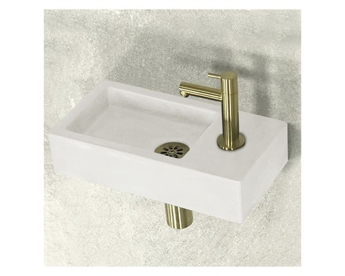 Waschbecken mit Armatur und Ablaufgarnitur