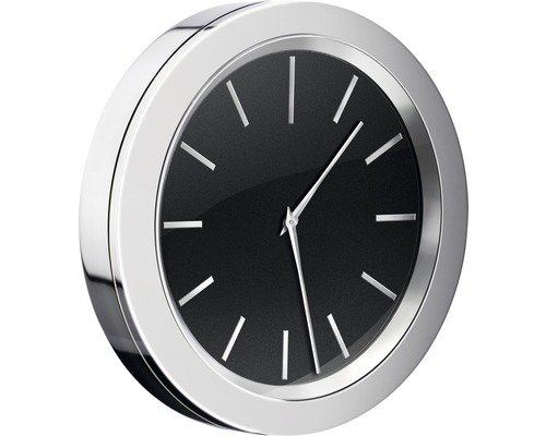 Horloge de salle de bains Smedbo Time Ø 6 cm cadran noir chrome