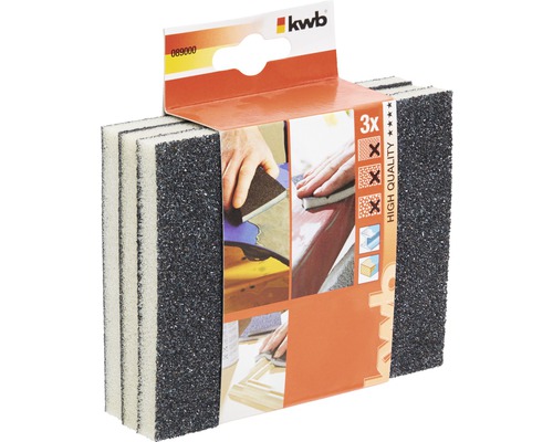 KWB Set d''éponges abrasives, trois pièces pour différentes applications