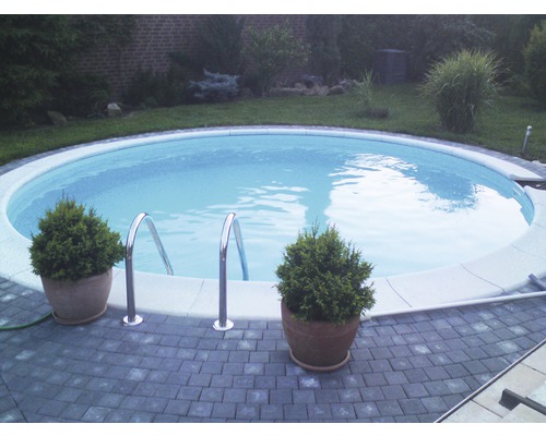 Kit de piscine enterrée à paroi en acier Planet Pool Solo Ø 450x120 cm avec skimmer encastré blanc