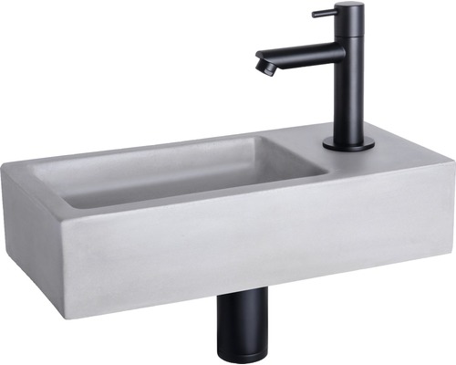 Handwaschbecken - Set inkl. Standventil RAVO Beton mit Beschichtung grau 38.5x18.5 cm