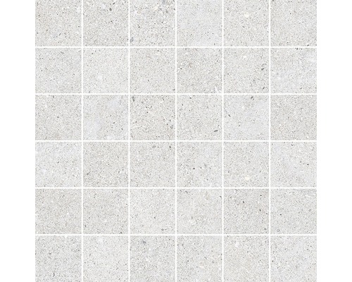 Mosaïque en grès cérame fin Sassi Blanco 30x30 cm Carreaux de mosaïque avec finition mouchetée