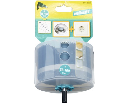 Wolfcraft Lochsäge zum Bohren von Steckdosenlöchern mit einem Durchmesser von 68 bis 100 Millimeter