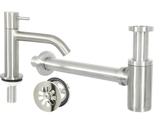 Waschtischarmatur mit Siphon und Ablaufgarnitur