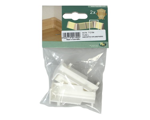 Kunststoff Innenecken für Fussleisten, zwei Stück in Verpackung