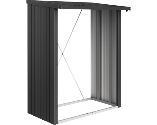 Abri bûches biohort WoodStock 150 157 x 102 x 199 cm gris foncé métallique Abri à outils ouvert en métal avec toit