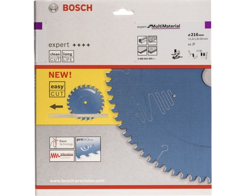 Logo Bosch. Lame de scie Bosch Expert Multi Material d''un diamètre de 216 millimètres.
