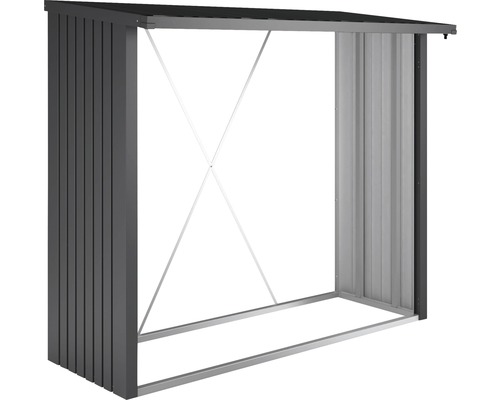 Abri bûches biohort WoodStock 230 229 x 102 x 199 cm gris foncé métallique Étagère à bois de chauffage en métal