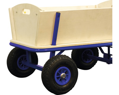 Chariot à bras avec caisse en bois et quatre roues