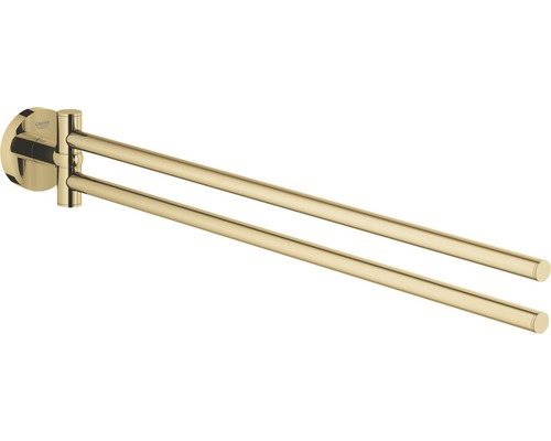 Double porte-serviette GROHE Essentials pivotant cool sunrise poli 40371GL1 Logo Grohe, porte-serviettes pivotant à deux bras
