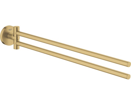 Double porte-serviette GROHE Essentials pivotant cool sunrise brossé 40371GN1 Porte-serviettes double pour montage mural