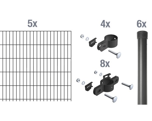 Kit complet de panneaux rigides simples Alberts 2 m hauteur 75 cm, Type 8/6/4, anthracite