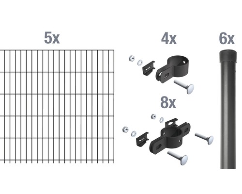 Panneau grillage rigide Alberts Garden 2 m hauteur 100 cm, Type 8/6/4, anthracite