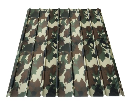 Tôle trapézoïdale PRECIT H12 camouflage 3000 mm x 910 mm x 0,4 mm Tôle trapézoïdale avec motif camouflage pour couverture de toit
