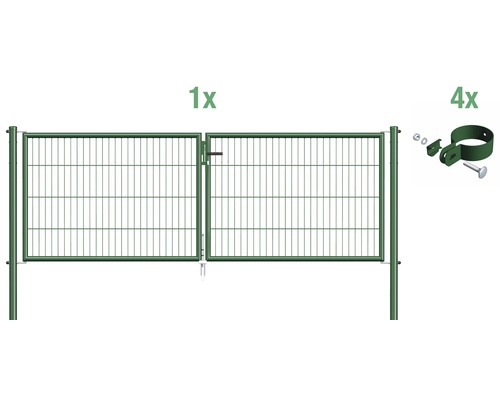 Portail à deux vantaux en grillage à barreaux 298,8x75 cm vert