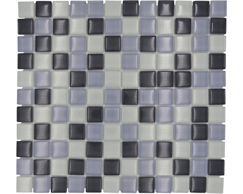 Mosaïques de verre XCM 8125 30.5x32.5 cm gris/noir/blanc Carreaux de mosaïque avec carreaux de verre carrés