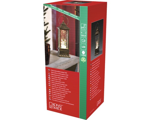 Emballage d''une lanterne boule à neige LED avec motif bonhomme de neige