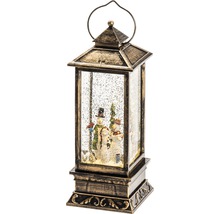 Lanterne décorative boule à neige avec famille bonhomme de neige