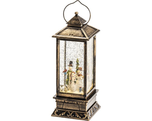 Lanterne décorative boule à neige avec famille bonhomme de neige