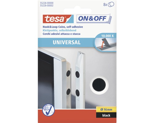 tesa® On&Off Klettpunkte schwarz Ø16 mm 8 Stück