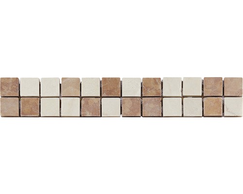 Frise en pierre naturelle AM-50010 rouge 29.8x4.8 cm Mosaïque avec de petits carreaux carrés.