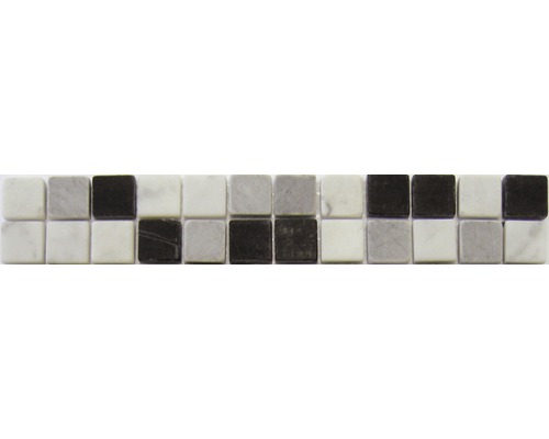 Frise en pierre naturelle AM-50011 noir 4.8x29.8 cm Carreaux de mosaïque en marbre noir, gris et blanc