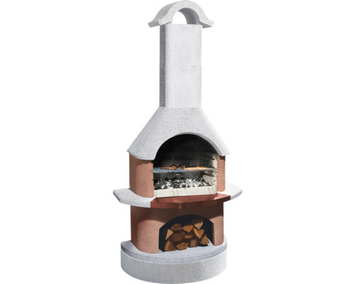 Gemauerter Gartengrill mit Grillrost und Holzlagerfach