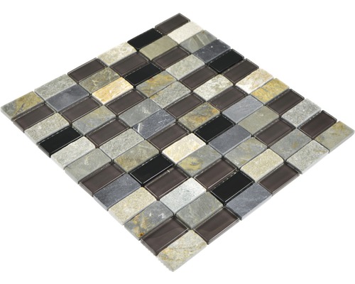 Mosaikfliese aus Naturstein und Glas