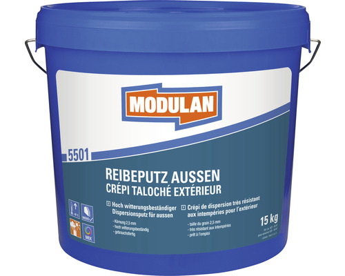 Crépi au rouleau extérieur MODULAN 5501 2,5 mm blanc 15 kg