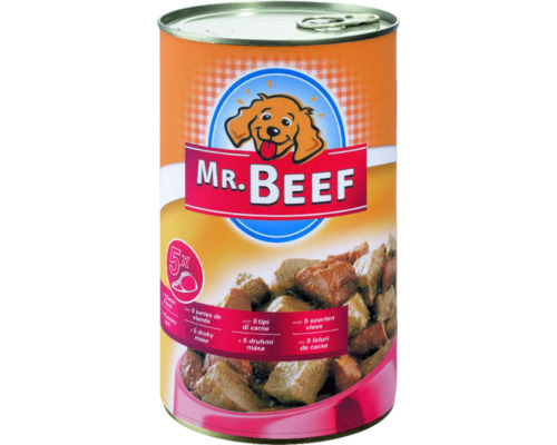 Nourriture pour chiens humide MR. BEEF 5 sortes de viande 1200 g