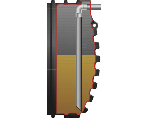 Schnittansicht eines Tanks mit Rohr