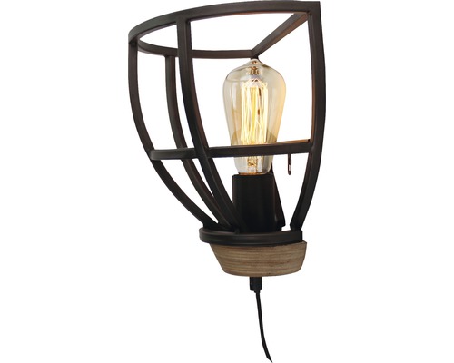 Applique murale avec cage métallique et ampoule Edison