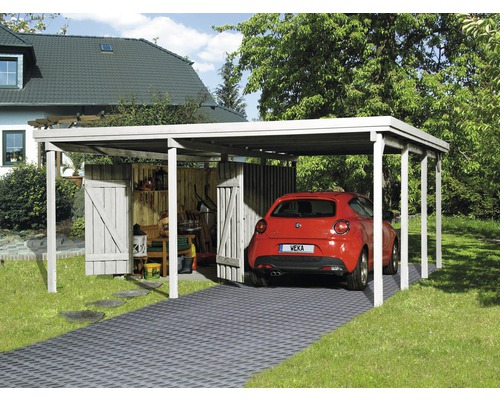 Carport simple weka A2 taille 2 avec espace outils 512x602 cm traité en autoclave par imprégnation