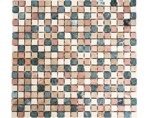 Mosaïque en pierre naturelle MOS 15/RND 30.5x32.5 cm beige/cotto/vert/noir