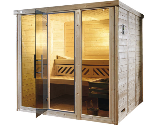 Sauna en bois avec porte en verre pour l''intérieur