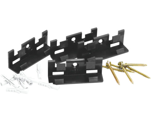 Halterungen mit Schrauben und Dübeln