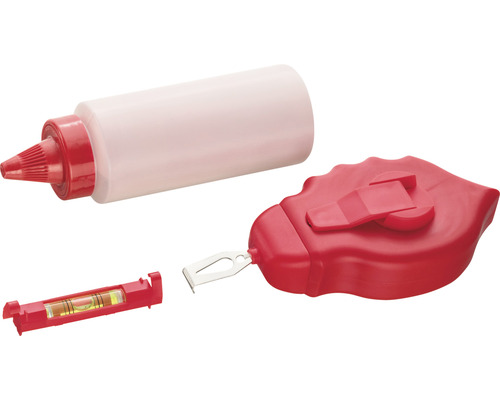 Traceur à poudre avec niveau à bulle et récipient à peinture